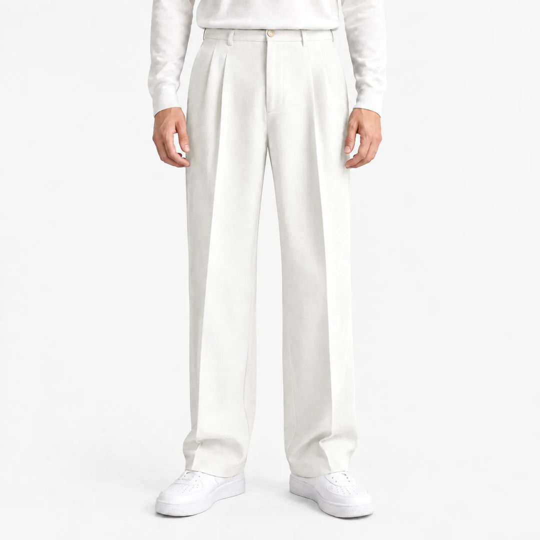Pantalon heren | Nette broek met plooien en rechte pijp