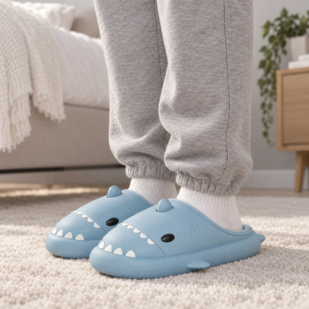 Pantoffels | Warme haaien slippers met zachte voering