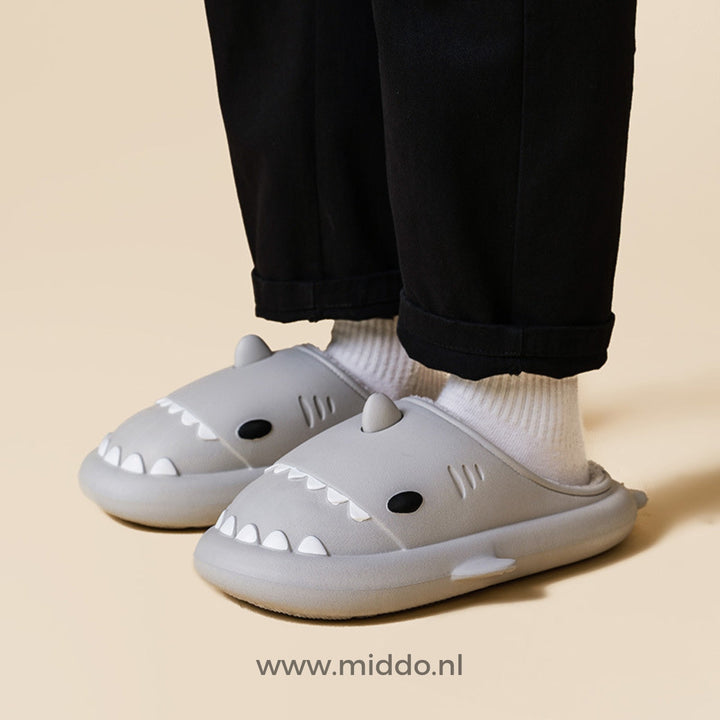 Pantoffels | Warme haaien slippers met zachte voering