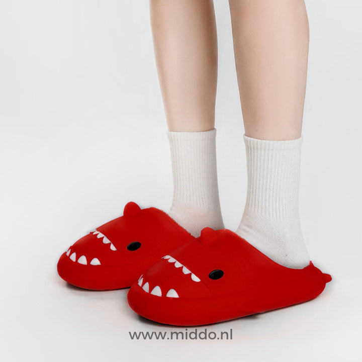 Pantoffels | Warme haaien slippers met zachte voering