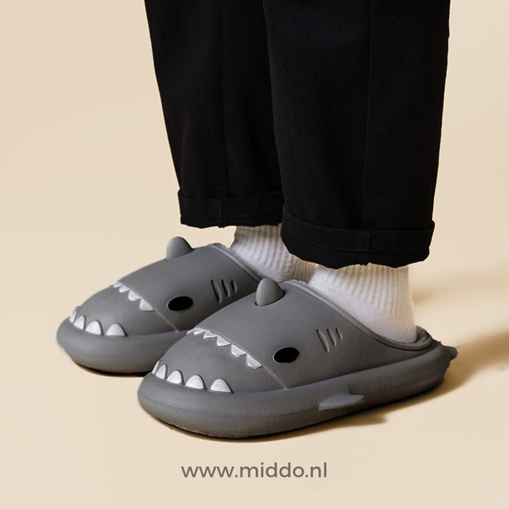 Pantoffels | Warme haaien slippers met zachte voering