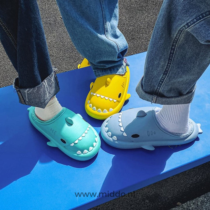 Pantoffels | Warme haaien slippers met zachte voering