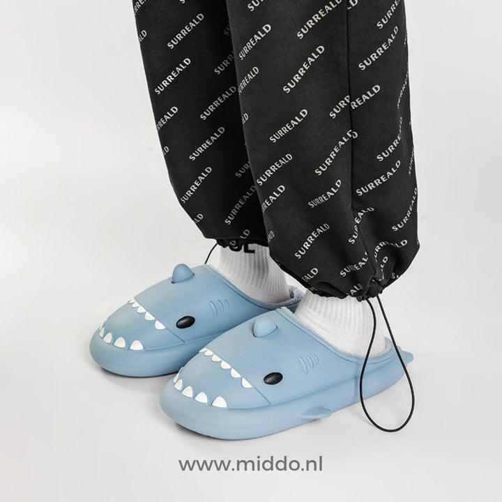 Pantoffels | Warme haaien slippers met zachte voering
