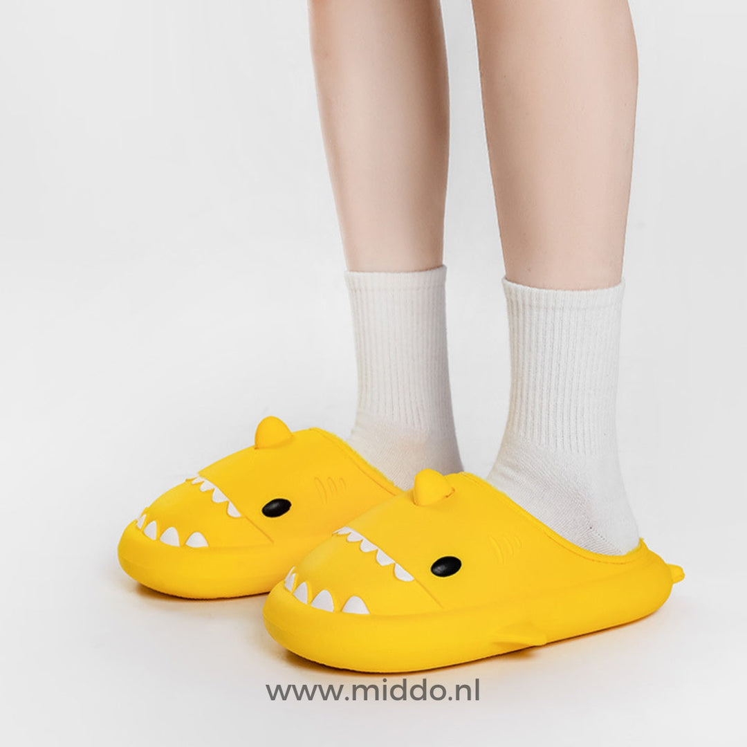 Pantoffels | Warme haaien slippers met zachte voering
