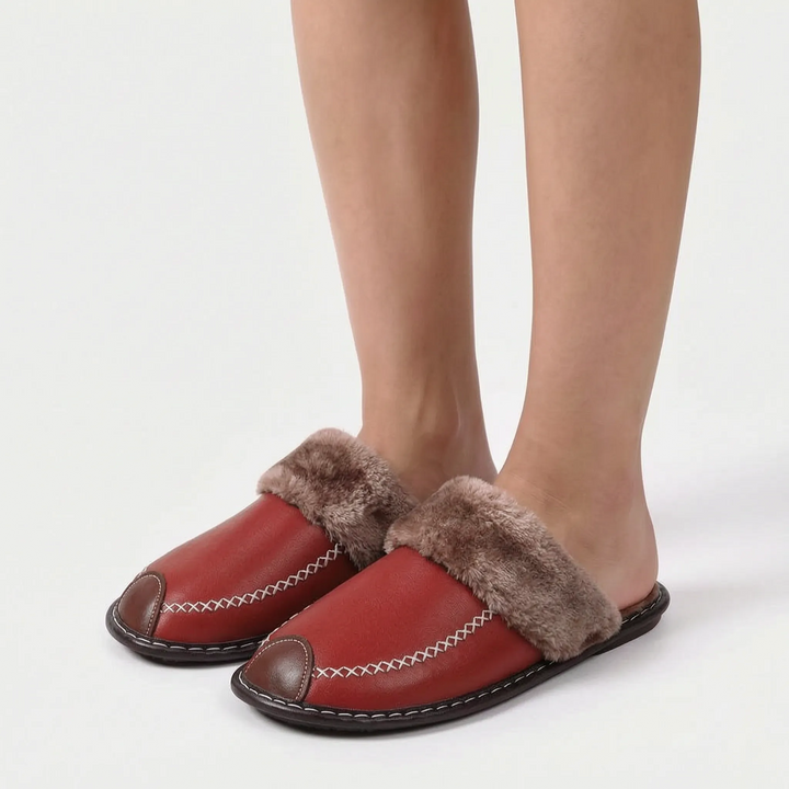 Pantoffels dames | Warme gevoerde pantoffels met open hiel