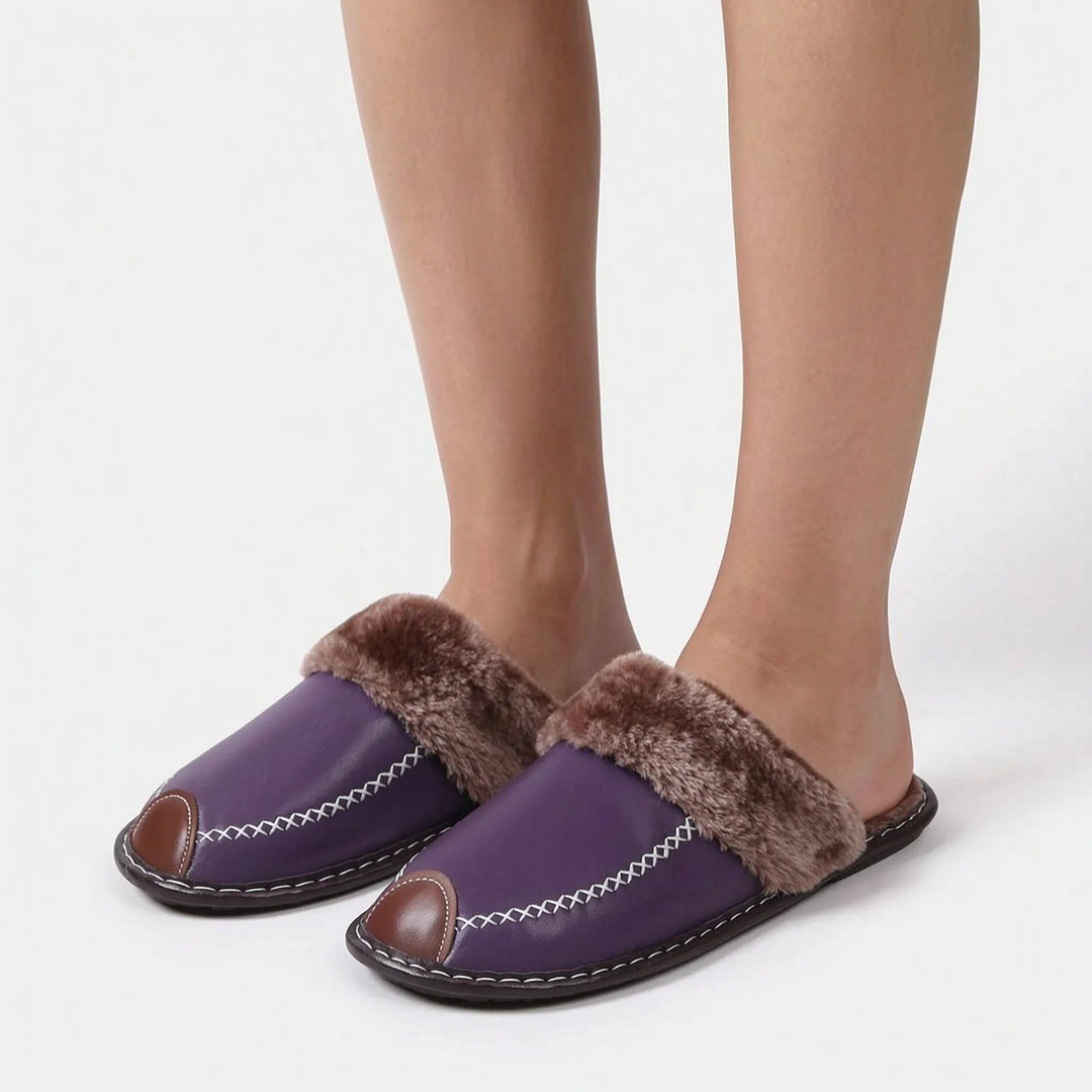 Pantoffels dames | Warme gevoerde pantoffels met open hiel
