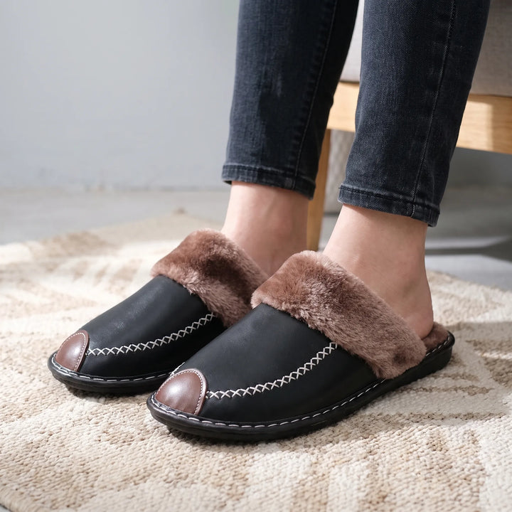 Pantoffels dames | Warme gevoerde pantoffels met open hiel
