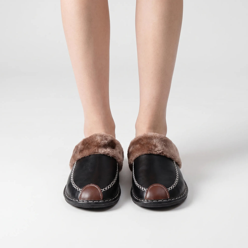 Pantoffels dames | Warme gevoerde pantoffels met open hiel