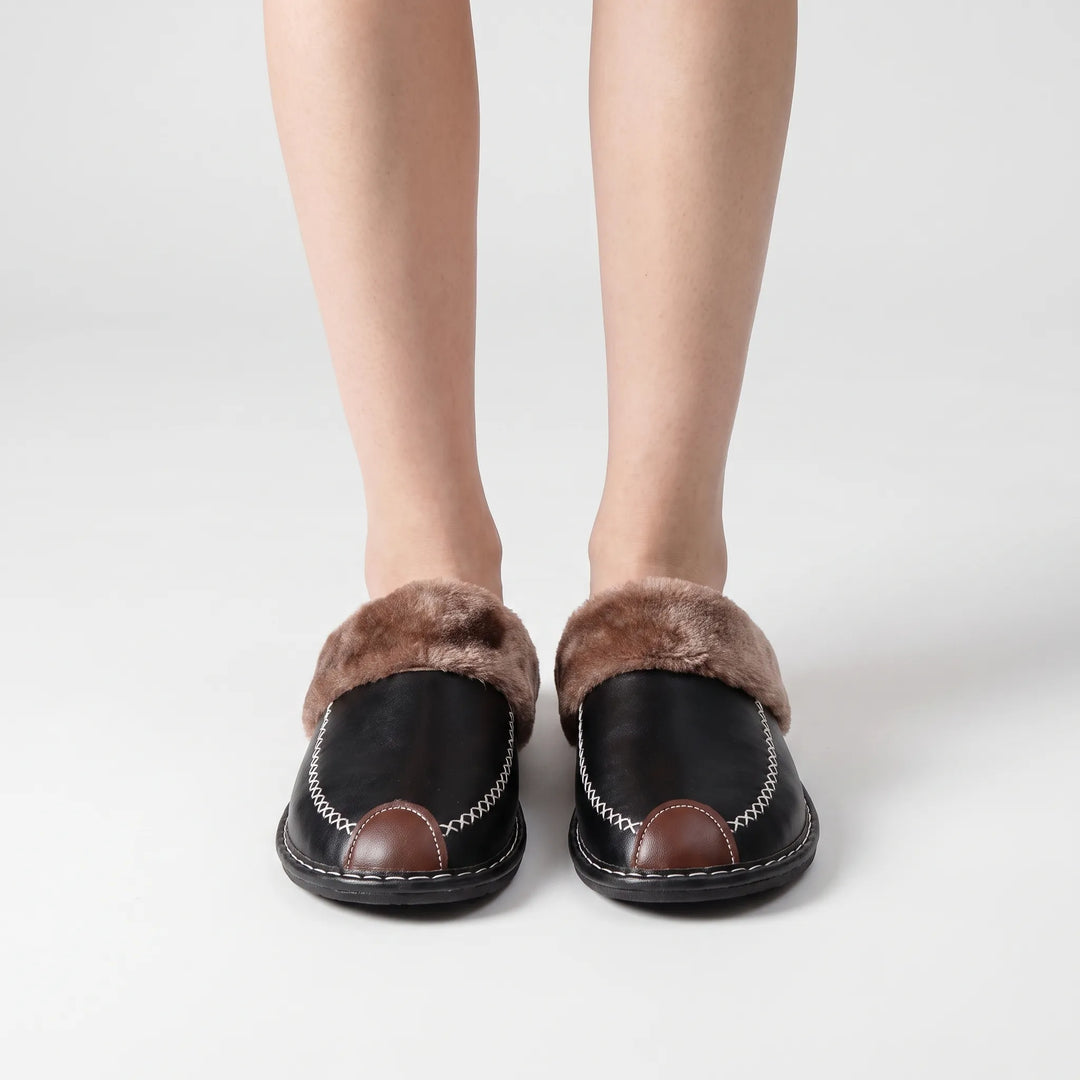 Pantoffels dames | Warme gevoerde pantoffels met open hiel