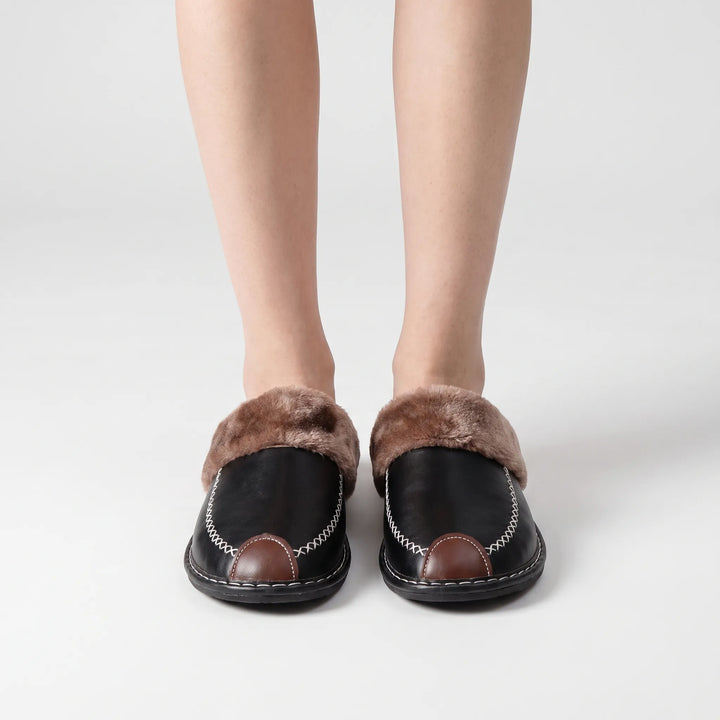 Pantoffels dames | Warme gevoerde pantoffels met open hiel