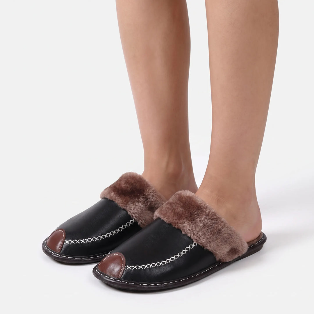 Pantoffels dames | Warme gevoerde pantoffels met open hiel
