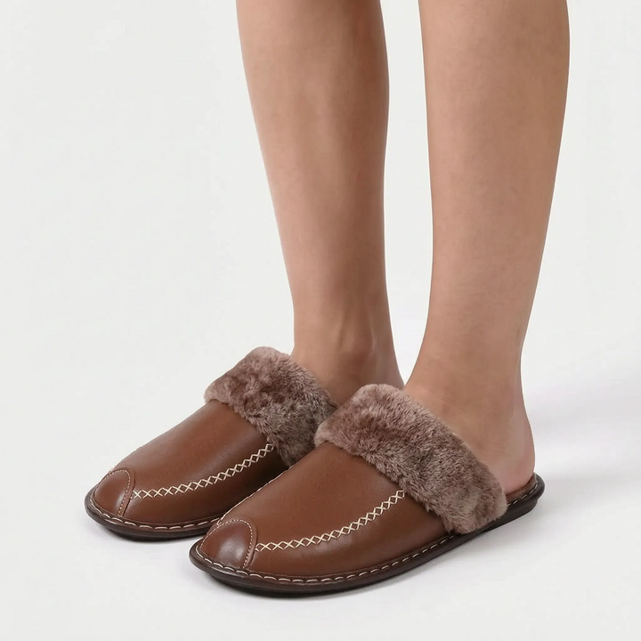Pantoffels dames | Warme gevoerde pantoffels met open hiel