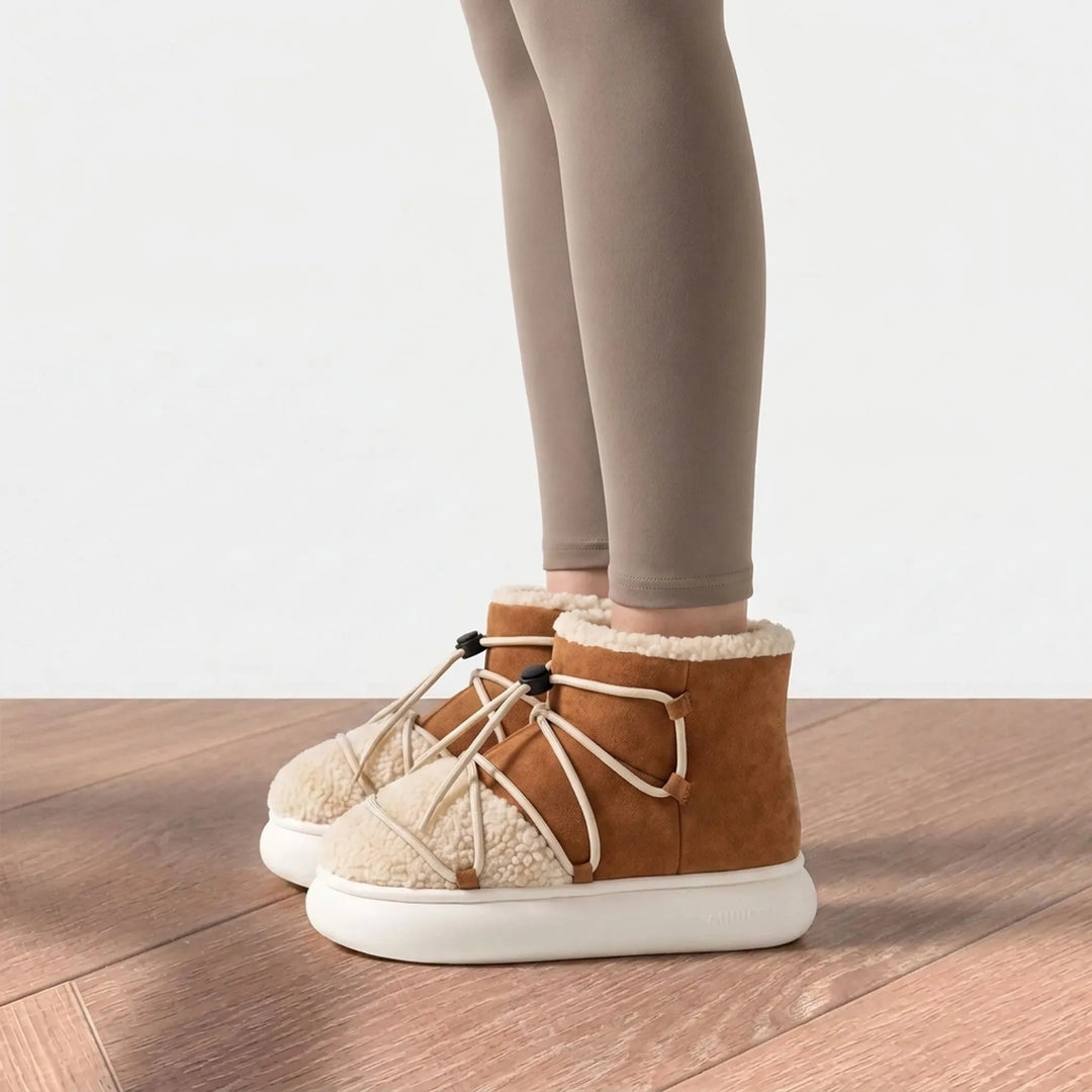 Pantoffels dames | Warme hoge pantoffel boots met teddyvoering