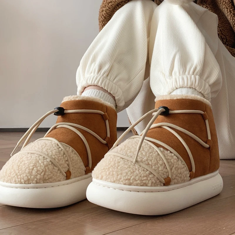 Pantoffels dames | Warme hoge pantoffel boots met teddyvoering