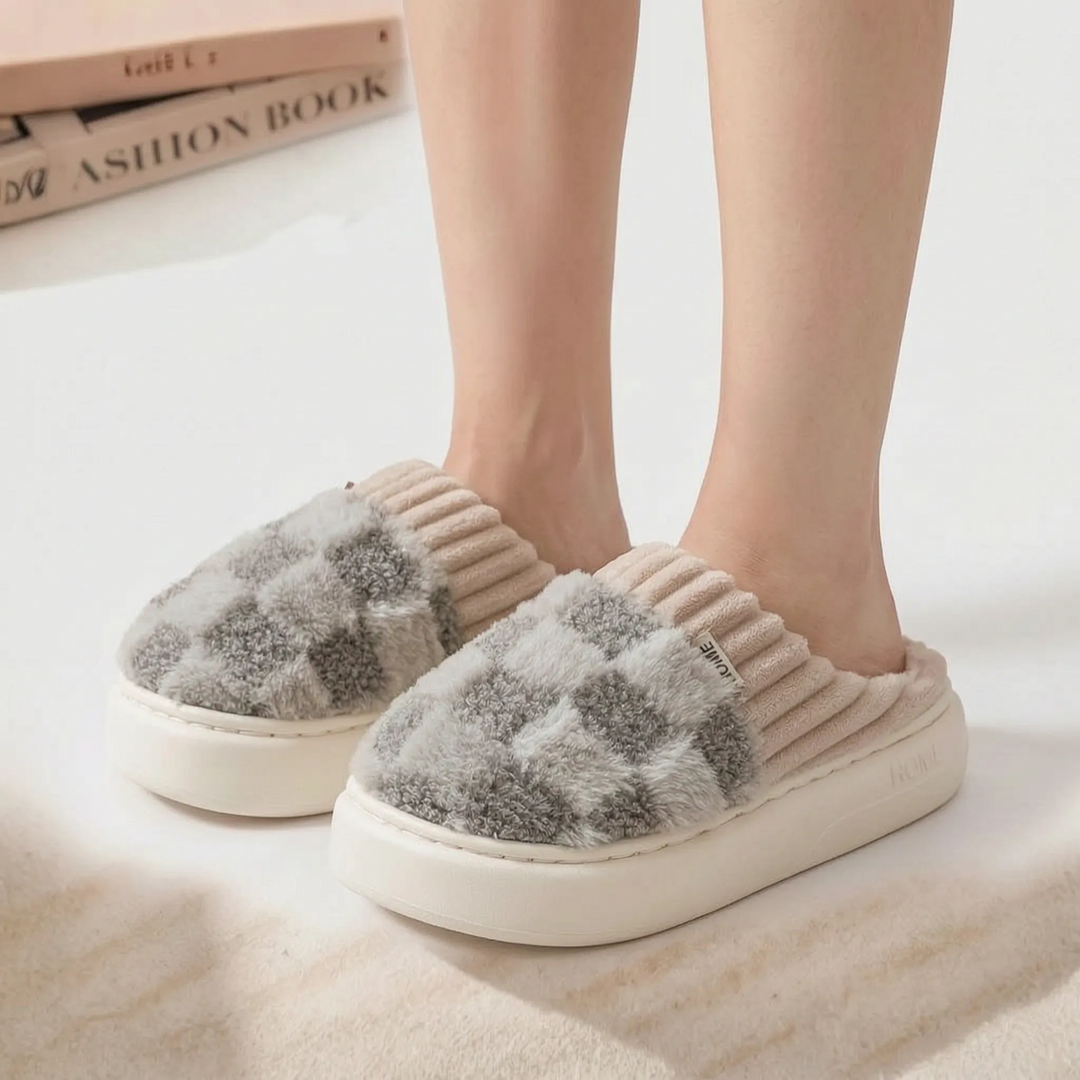 Pantoffels dames | Warme zachte instappers met dikke zool