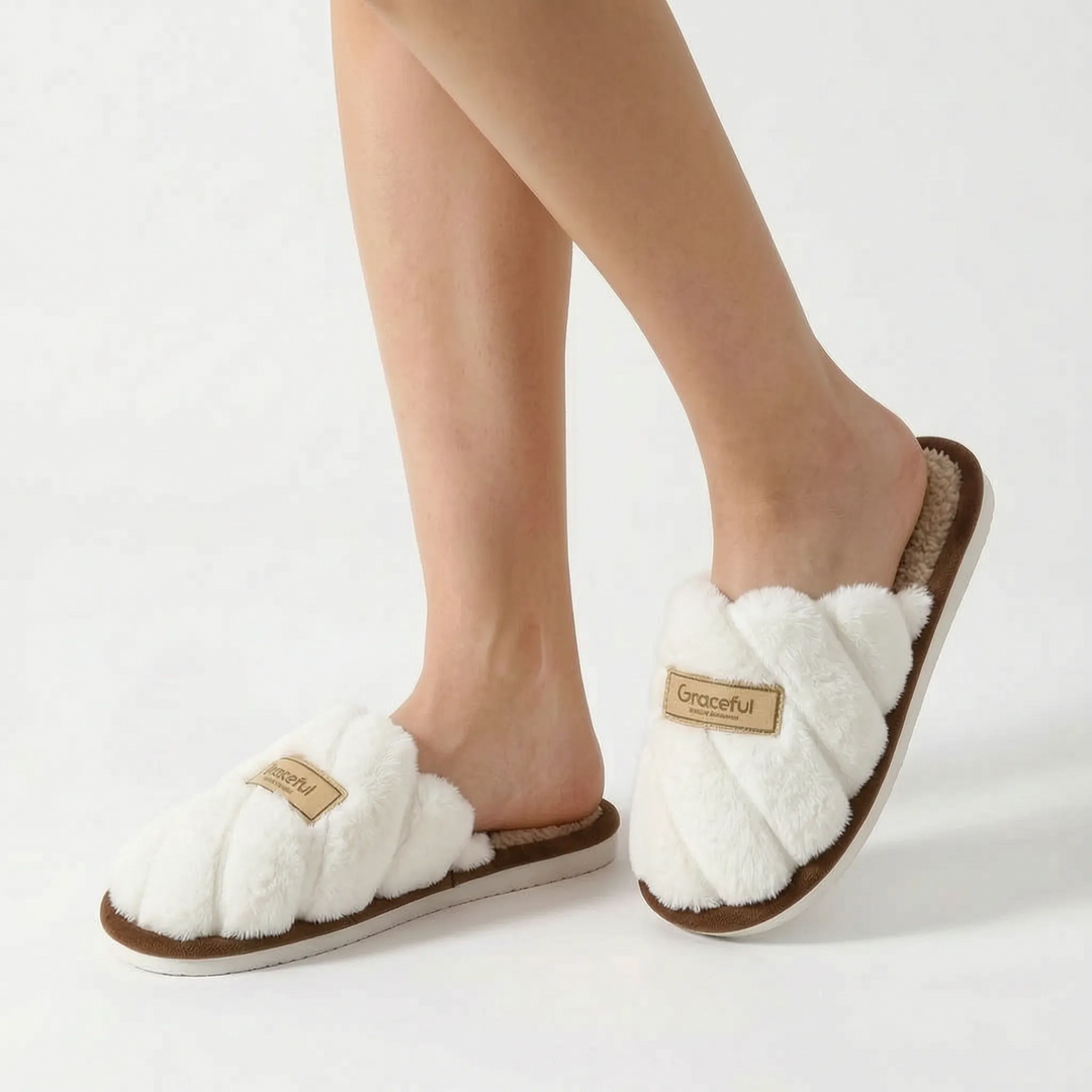 Pantoffels dames | Warme zachte pantoffels met pluche voering