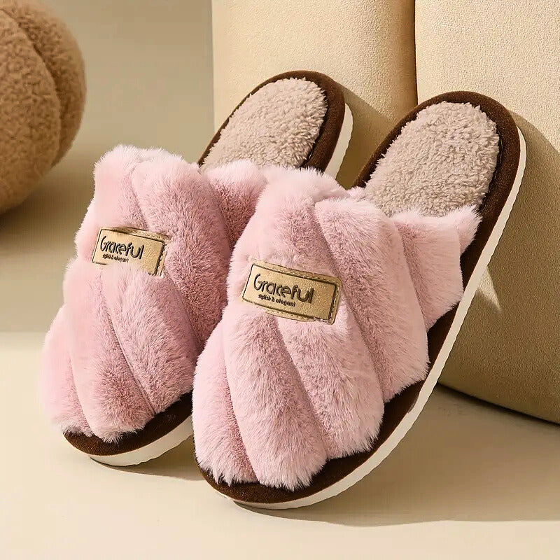 Pantoffels dames | Warme zachte pantoffels met pluche voering