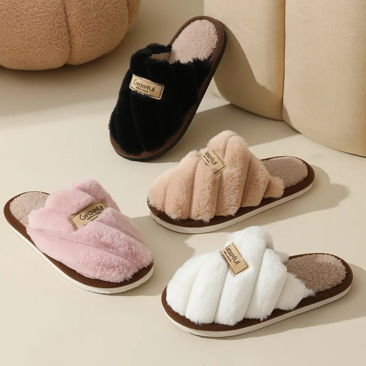 Pantoffels dames | Warme zachte pantoffels met pluche voering