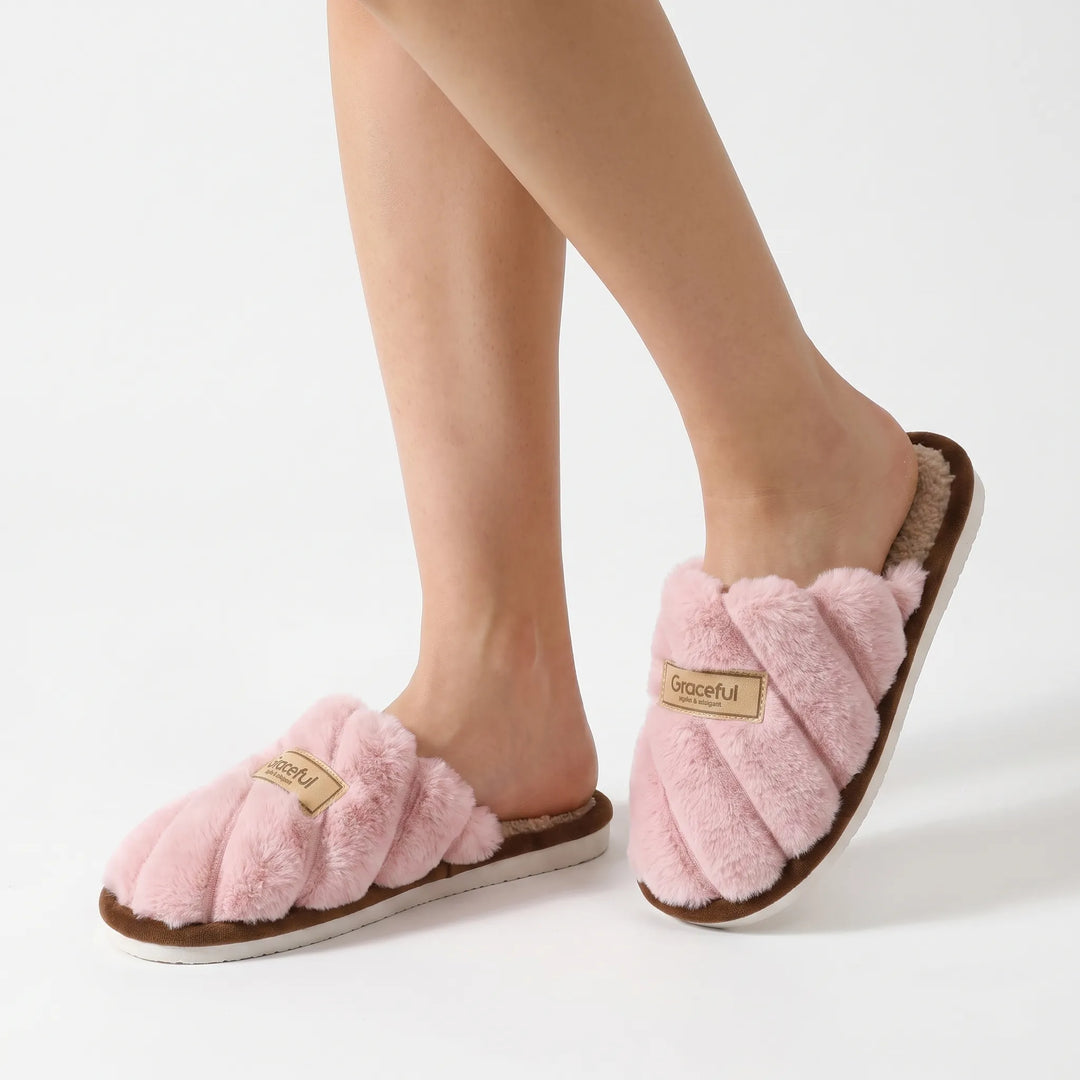 Pantoffels dames | Warme zachte pantoffels met pluche voering
