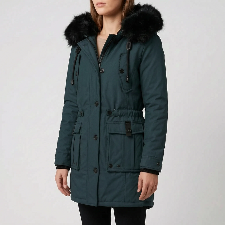 Parka dames | Getailleerde winterjas met klepzakken en capuchon