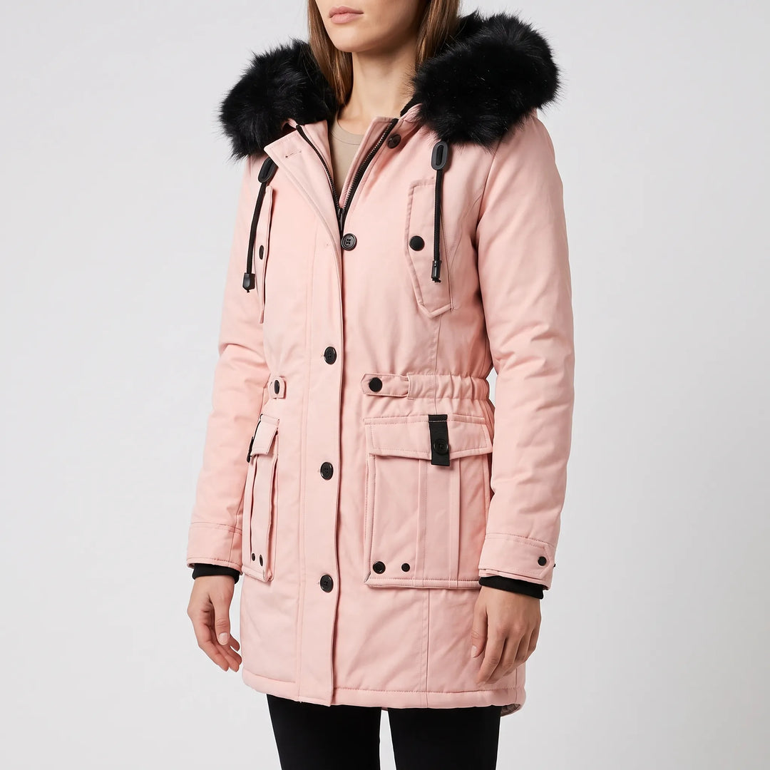 Parka dames | Getailleerde winterjas met klepzakken en capuchon