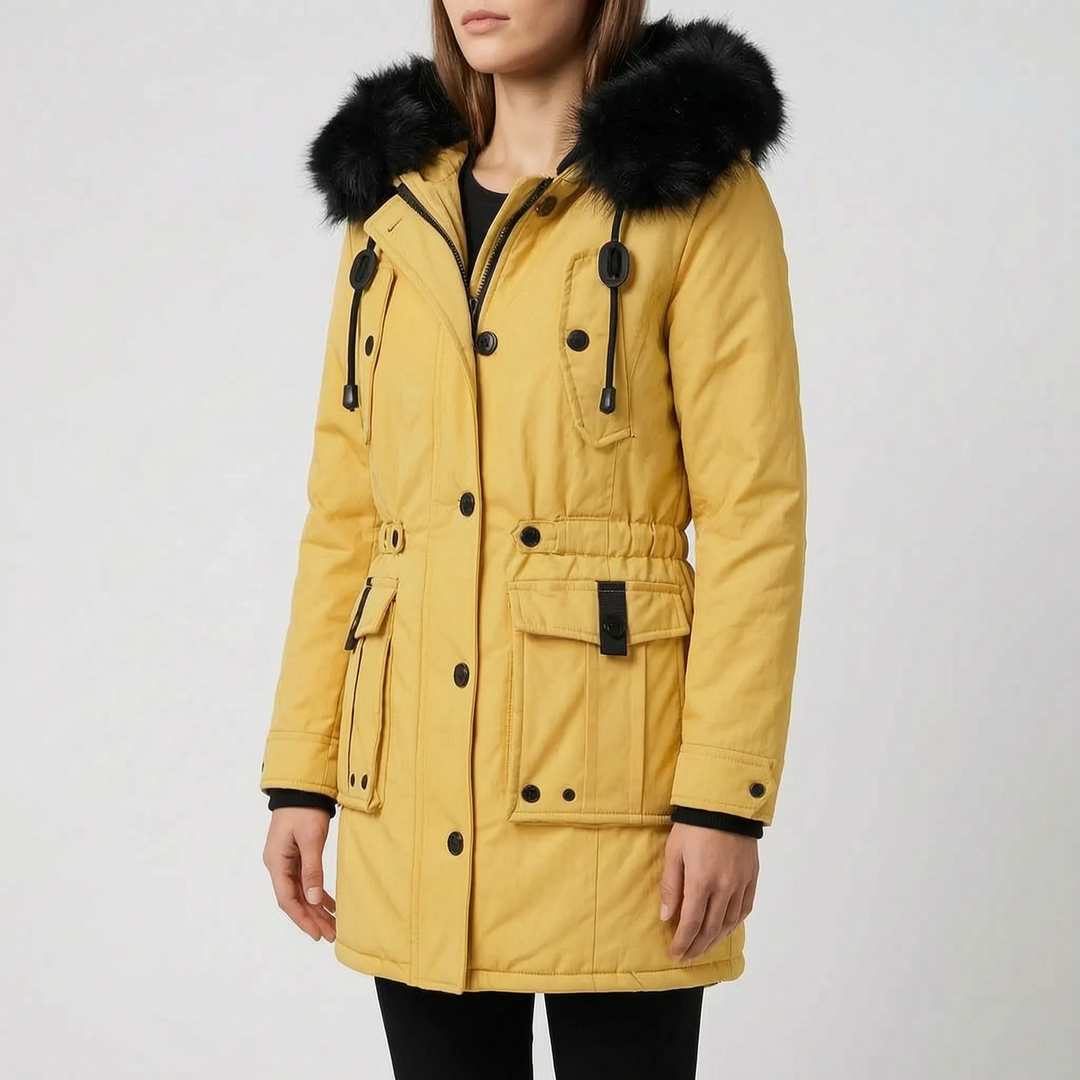 Parka dames | Getailleerde winterjas met klepzakken en capuchon