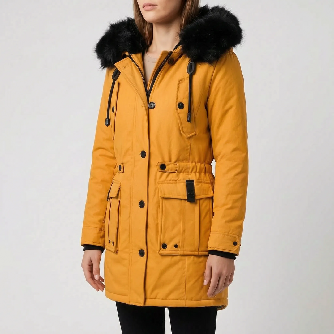 Parka dames | Getailleerde winterjas met klepzakken en capuchon