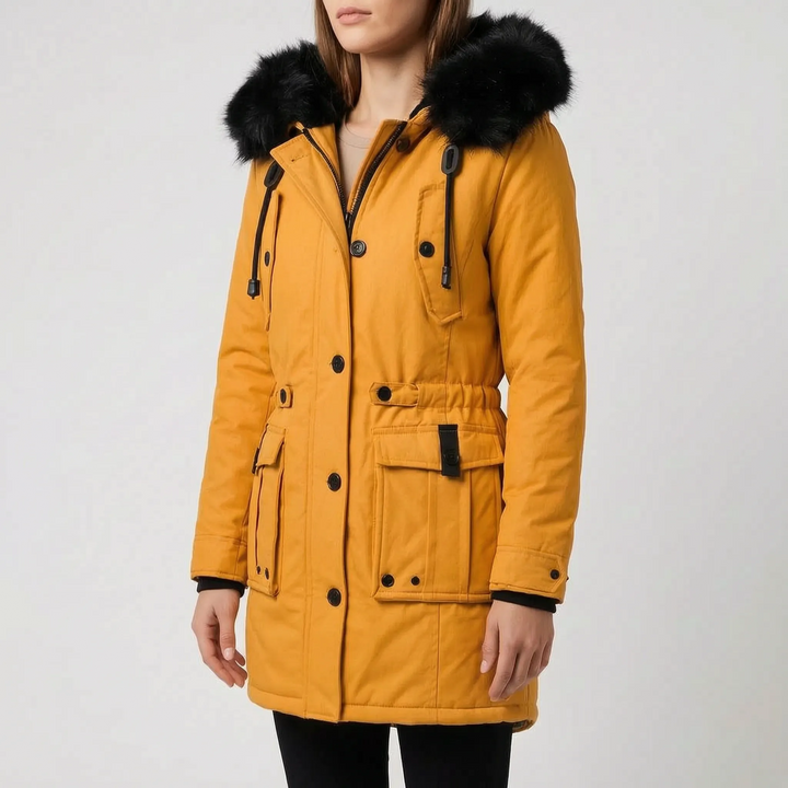 Parka dames | Getailleerde winterjas met klepzakken en capuchon