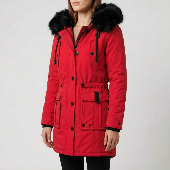 Parka dames | Getailleerde winterjas met klepzakken en capuchon