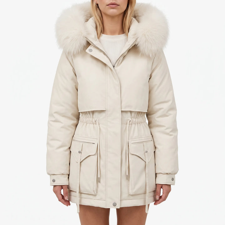 Parka dames | Warme winterjas met capuchon en taillekoord