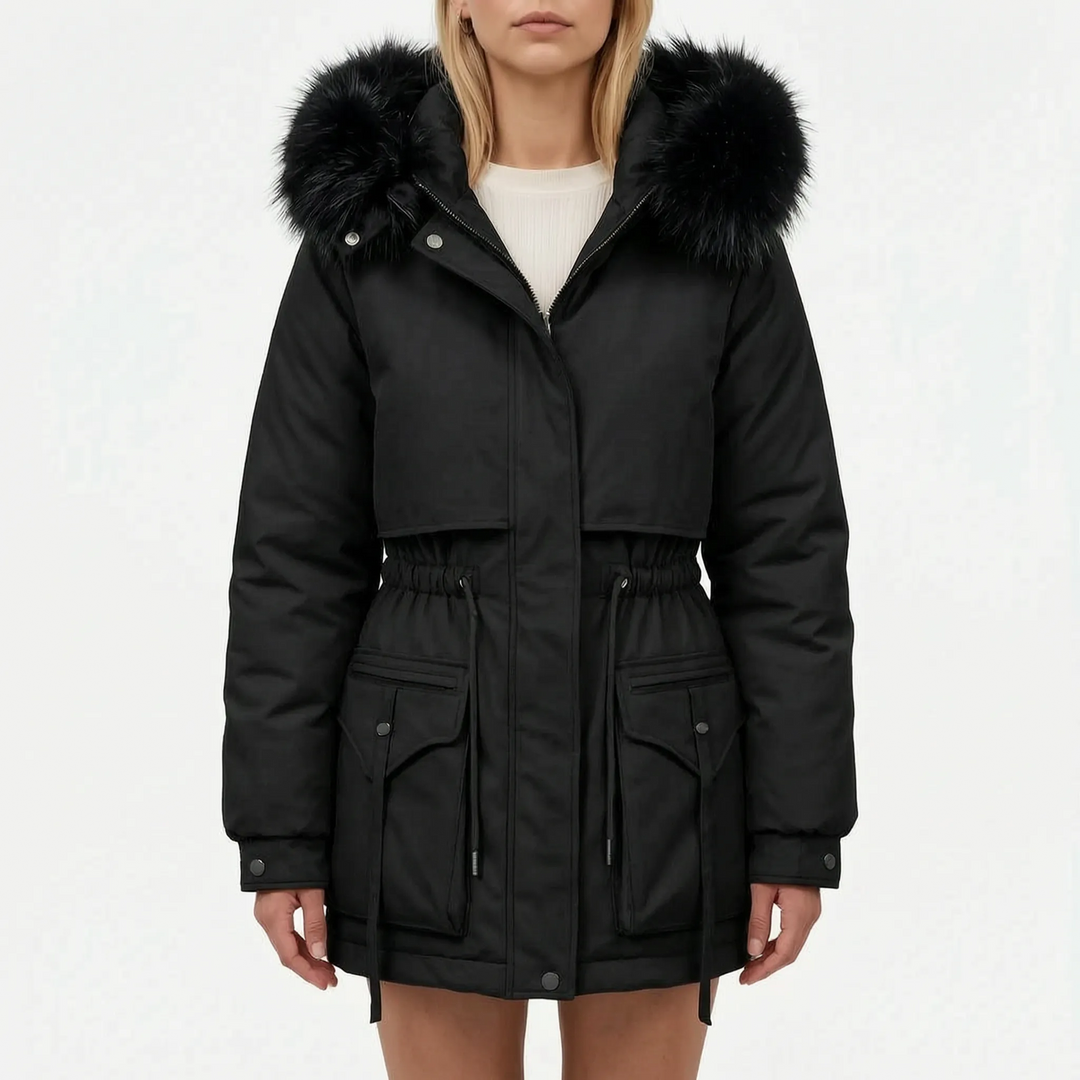 Parka dames | Warme winterjas met capuchon en taillekoord