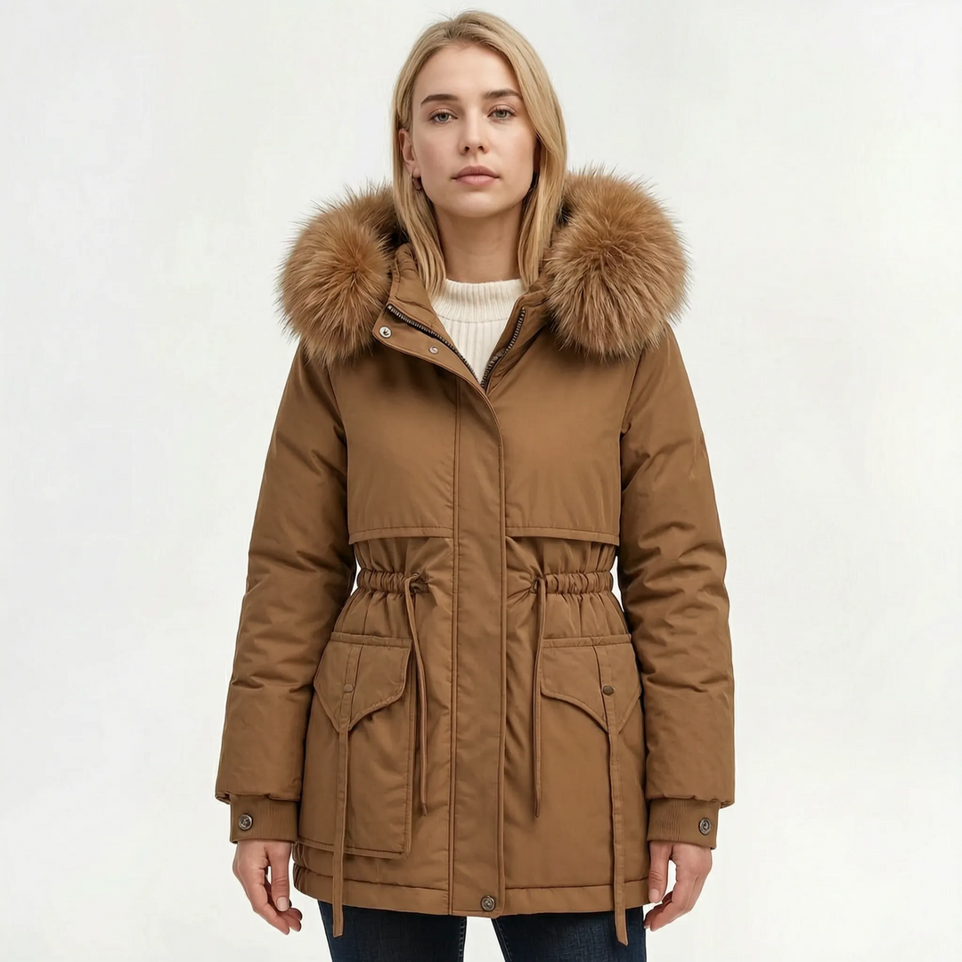 Parka dames | Warme winterjas met capuchon en taillekoord