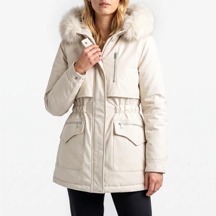 Parka dames | Warme winterjas met capuchon en taillekoord