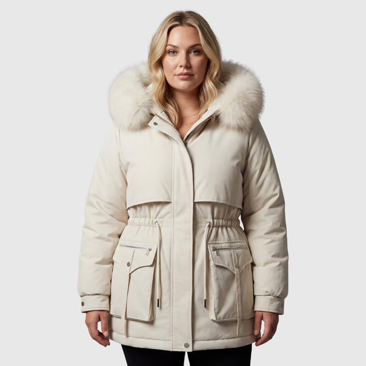 Parka dames | Warme winterjas met capuchon en taillekoord