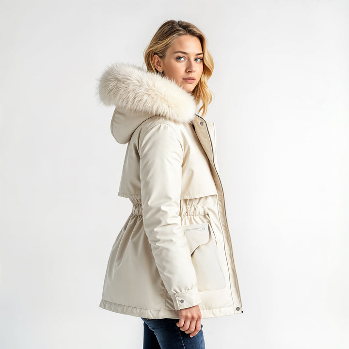 Parka dames | Warme winterjas met capuchon en taillekoord