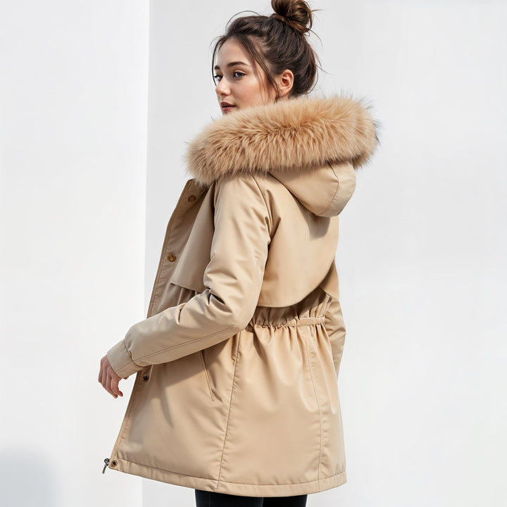 Parka dames | Warme winterjas met capuchon en taillekoord