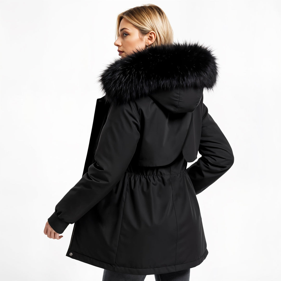 Parka dames | Warme winterjas met capuchon en taillekoord