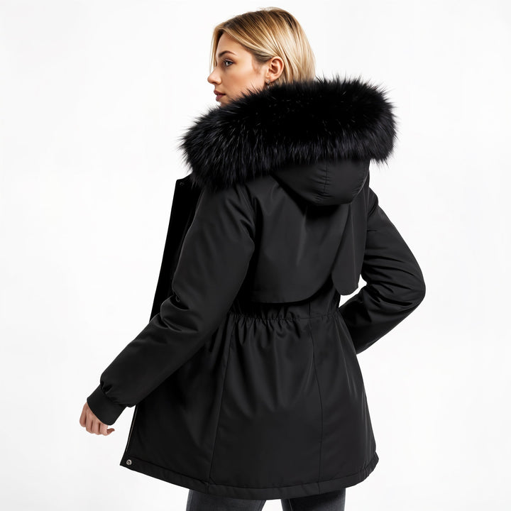 Parka dames | Warme winterjas met capuchon en taillekoord
