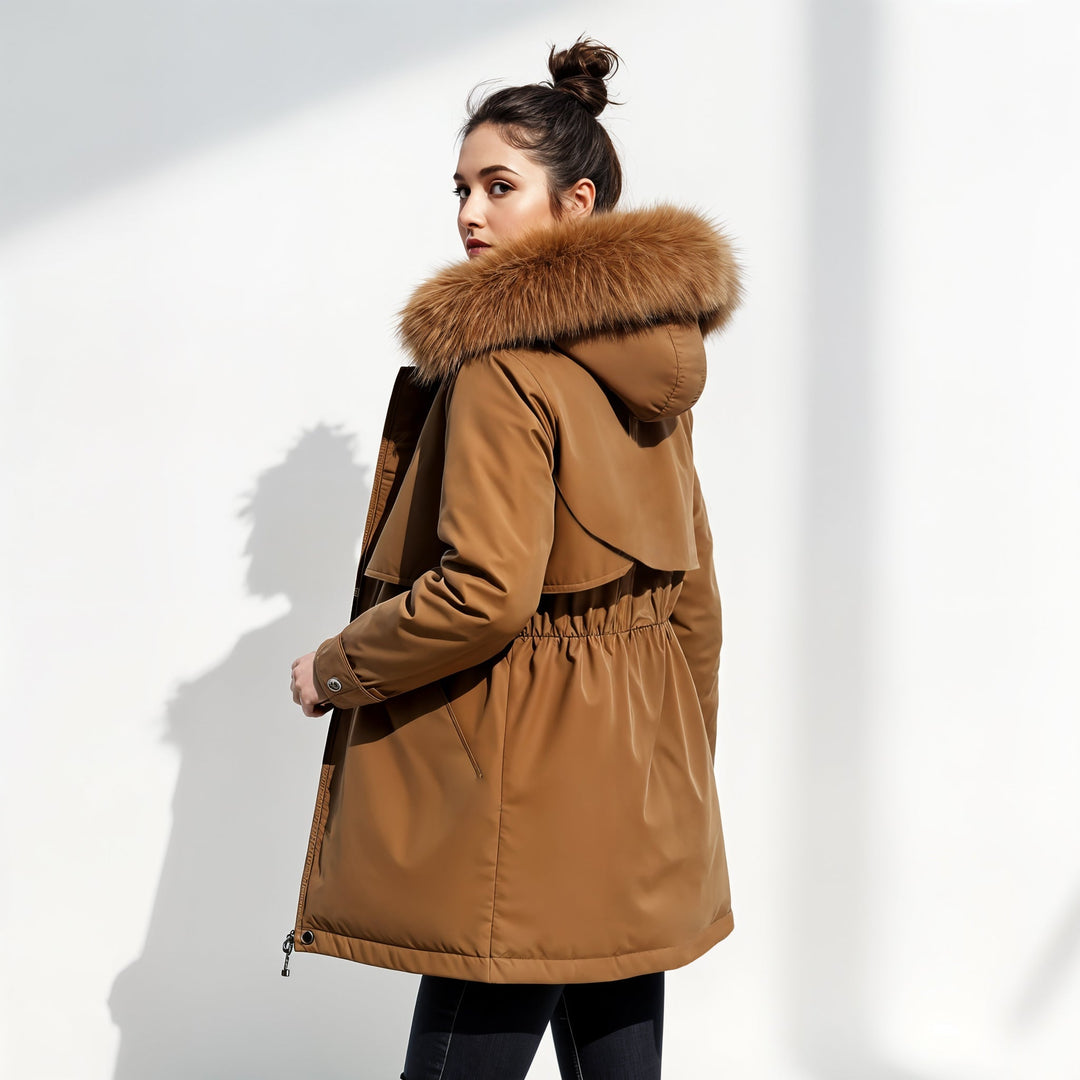 Parka dames | Warme winterjas met capuchon en taillekoord