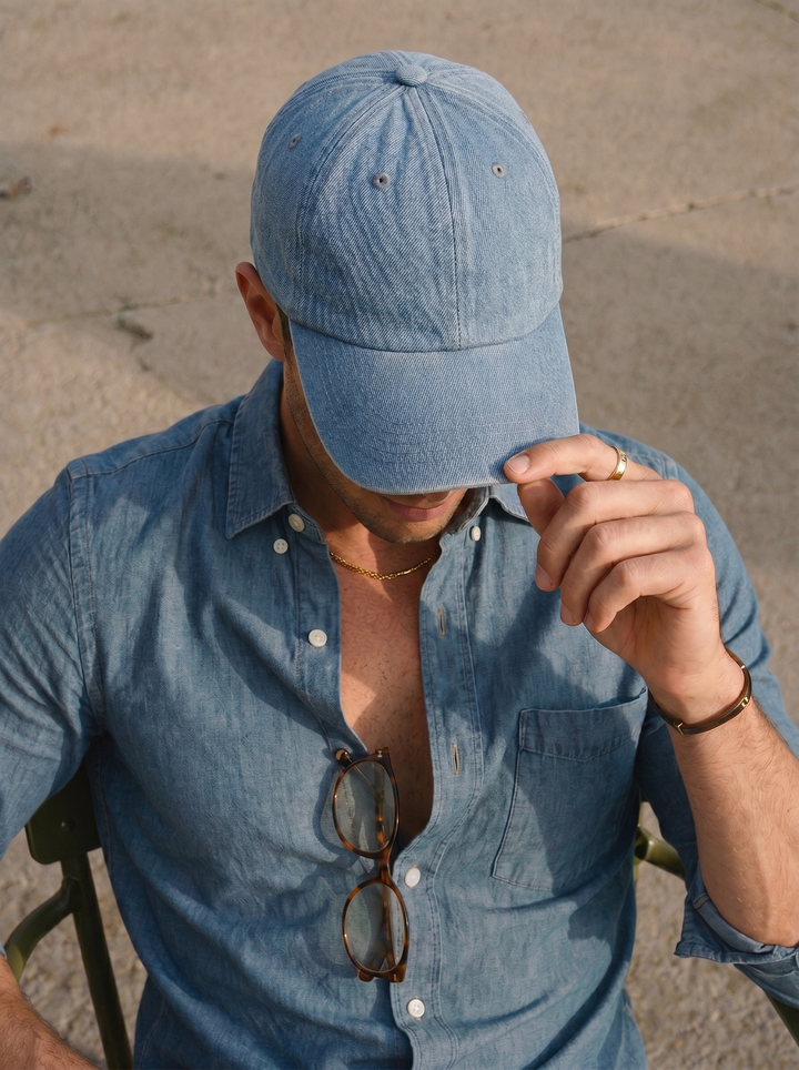 Pet heren | Denim cap met verstelbare sluiting