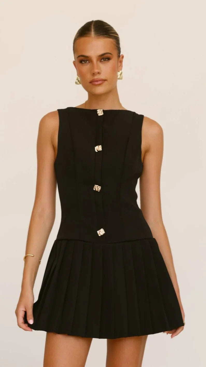 Plooijurk dames | Elegante jurk met hoge hals
