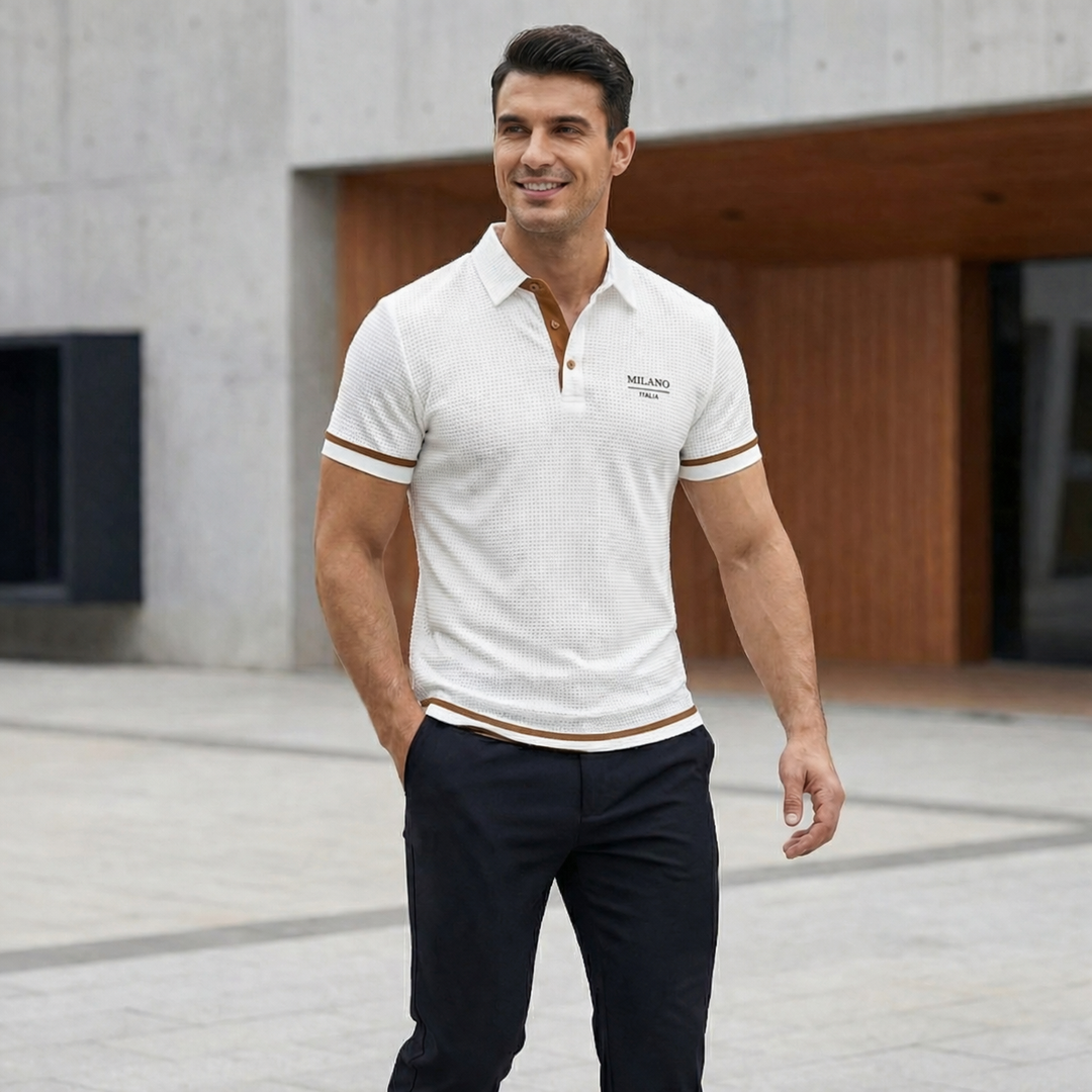 Polo heren | Comfort fit poloshirt met structuur