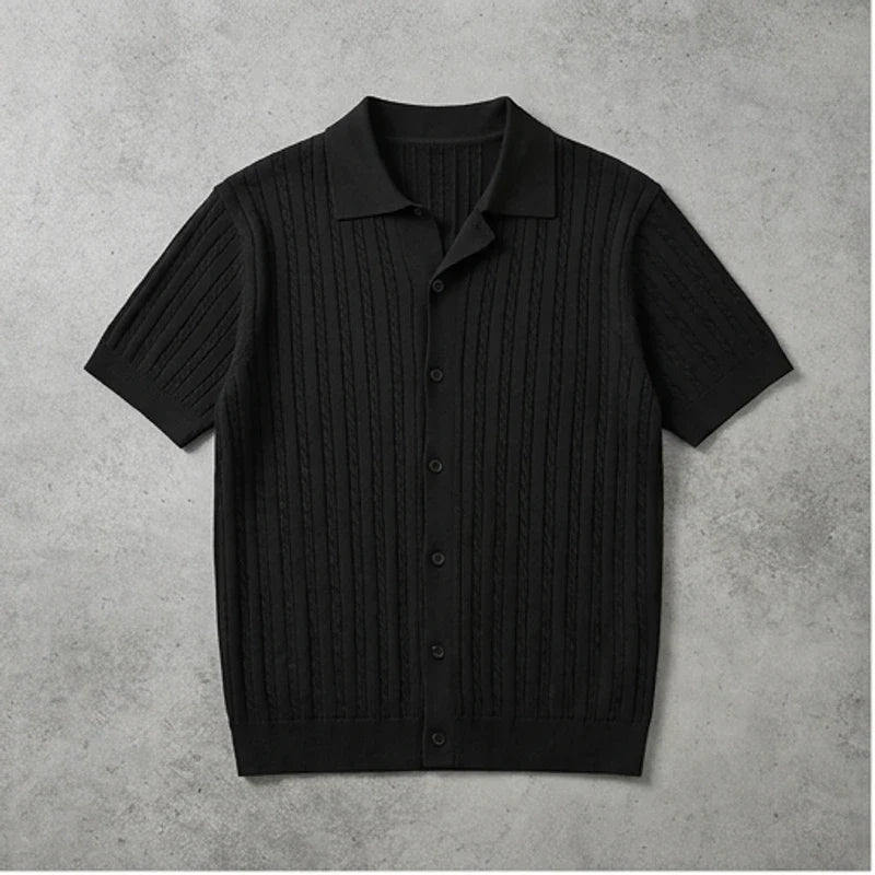 Polo heren | Gebreide kabel polo met kraag