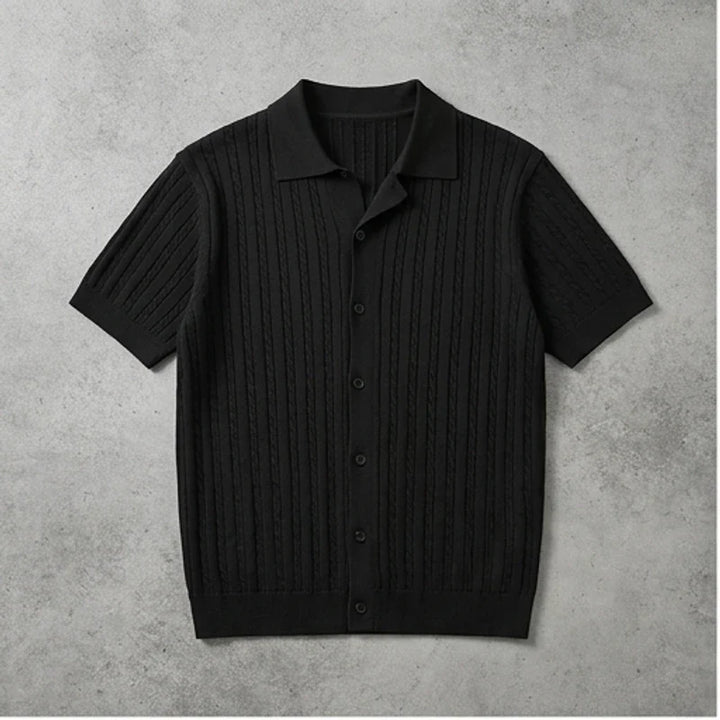 Polo heren | Gebreide kabel polo met kraag