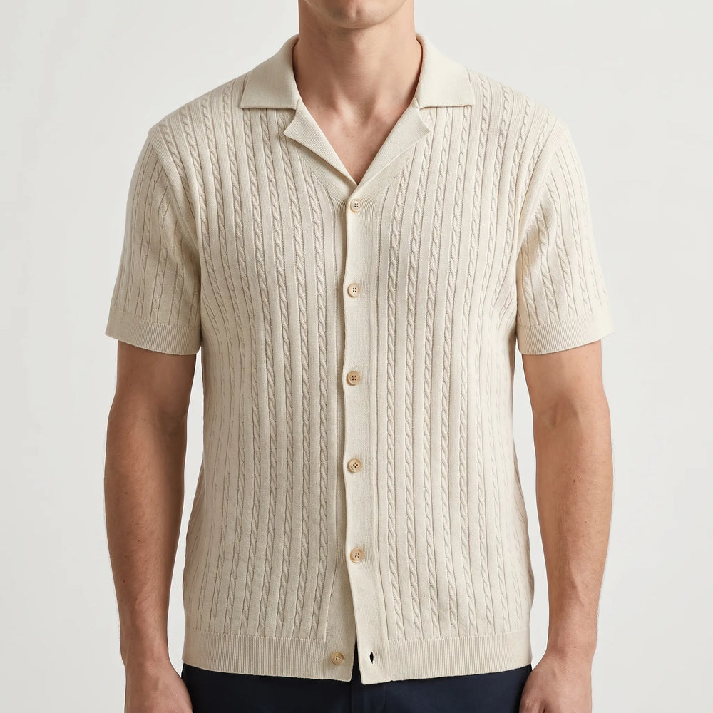 Polo heren | Gebreide kabel polo met kraag
