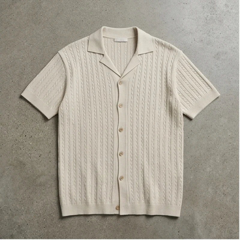 Polo heren | Gebreide kabel polo met kraag