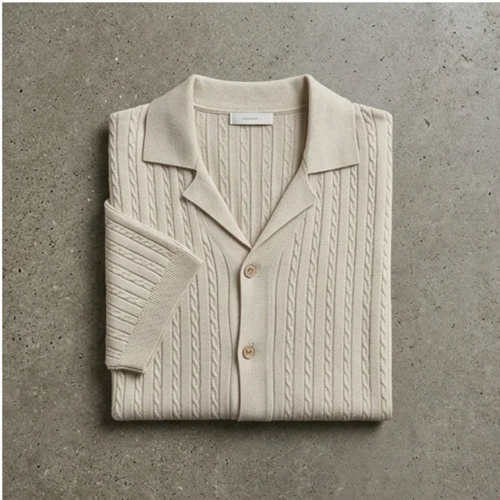 Polo heren | Gebreide kabel polo met kraag