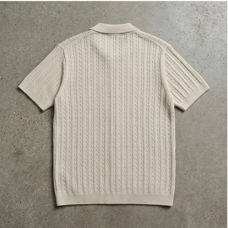 Polo heren | Gebreide kabel polo met kraag