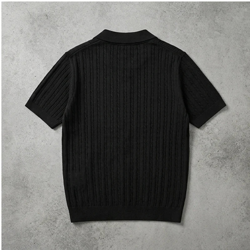 Polo heren | Gebreide kabel polo met kraag