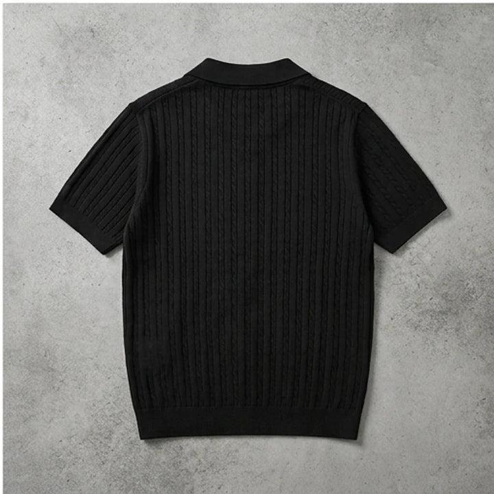 Polo heren | Gebreide kabel polo met kraag